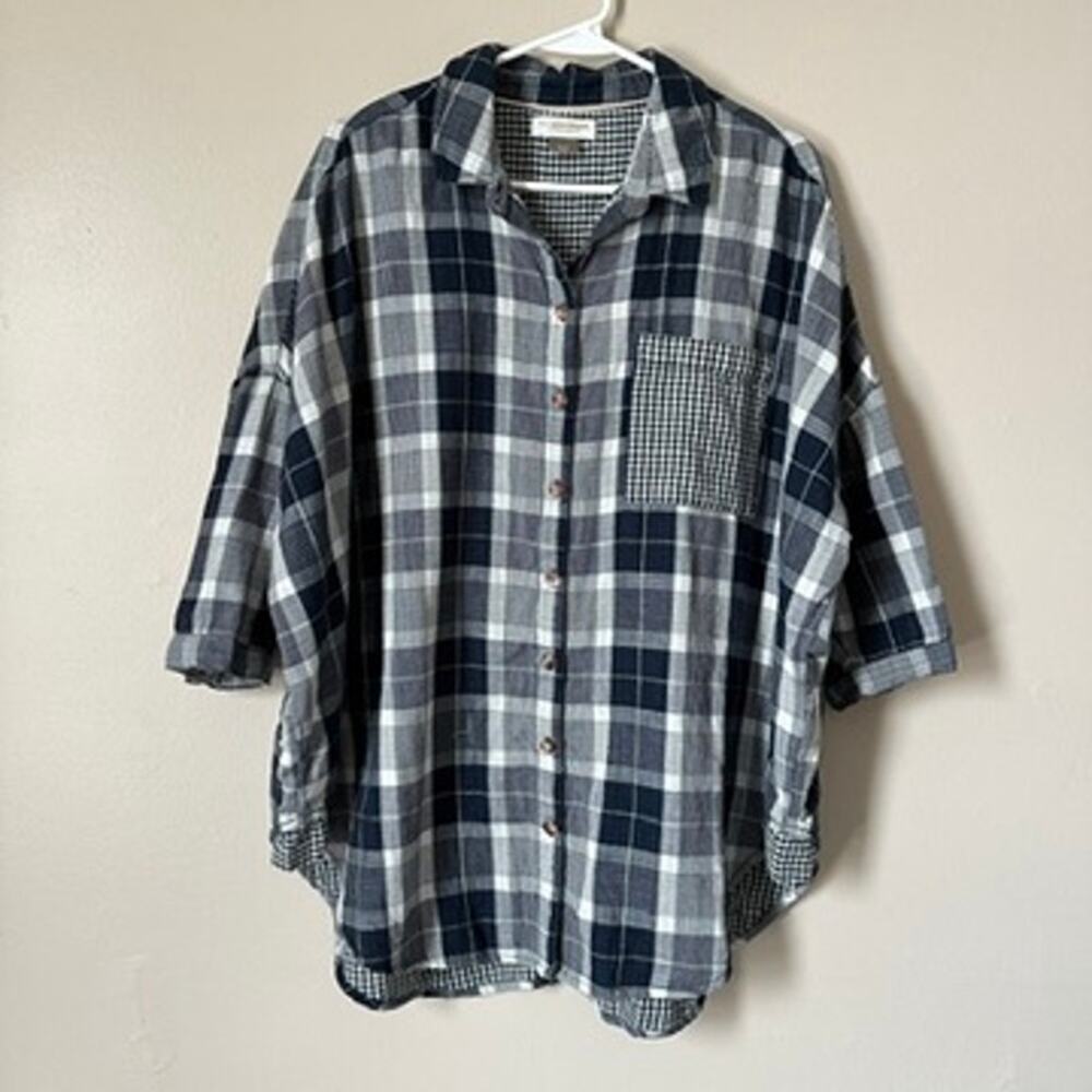 Anthropologie Pilcro Letterpress Boyfriend Plaid Button Up Shirt Womens M/L